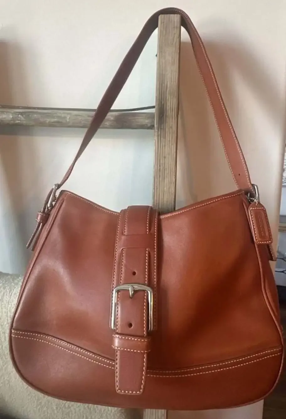 Coach Vintage Brown Leather Buckle Hobo Shoulder Bag 7583